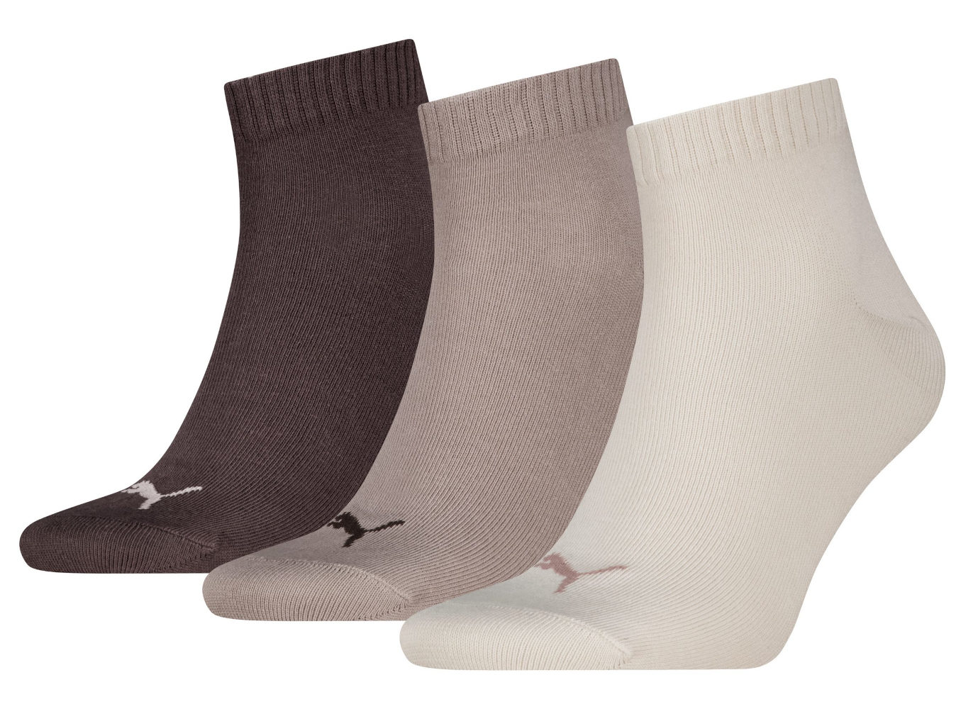 PUMA Quartersokken Unisex 3-Pack Neutral / Brown