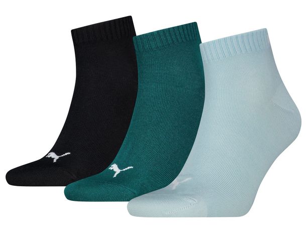 PUMA Quartersokken Unisex 3-Pack Emerald Ice / Fresh Water